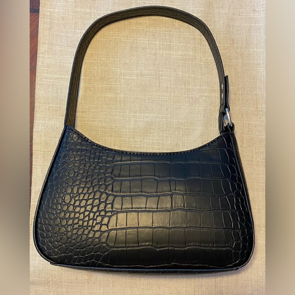 Black Croc Baguette Purse